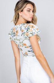 Ready For Romance Floral Ruched Crop Top