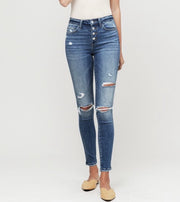 Amber Destroyed Mid Rise Skinny Jeans