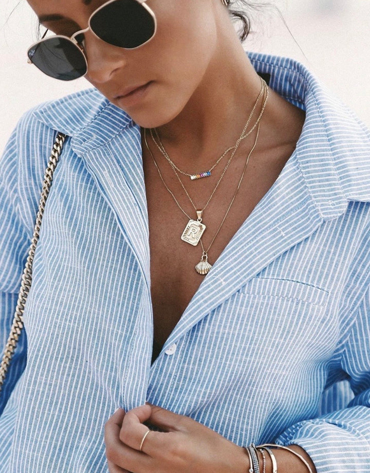 BRACHA Initial Card Gold Necklace