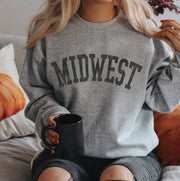 Midwest Graphic Crewneck Sweatshirt: Heather Gray/Black