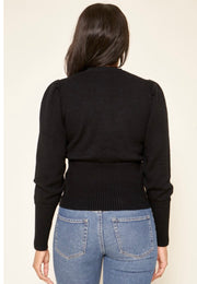 All Occasions Puff Sleeve Sweater: Black