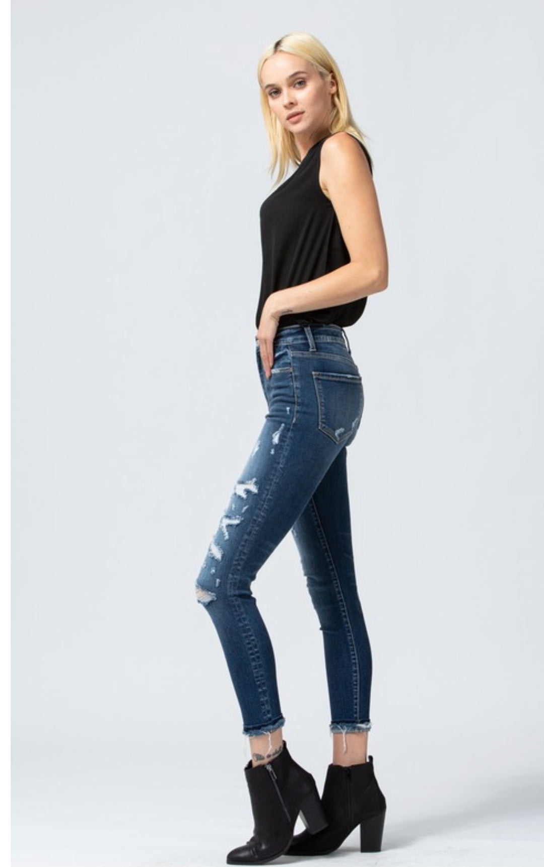Haylie Destroyed High Rise Skinny Jeans