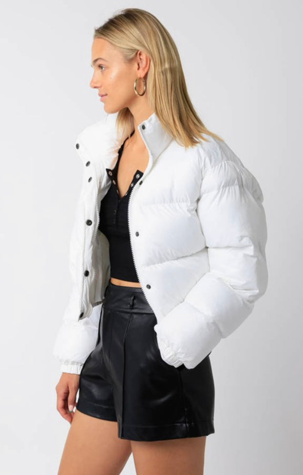 Ready For The Slopes Crop Puffer Jacket: White
