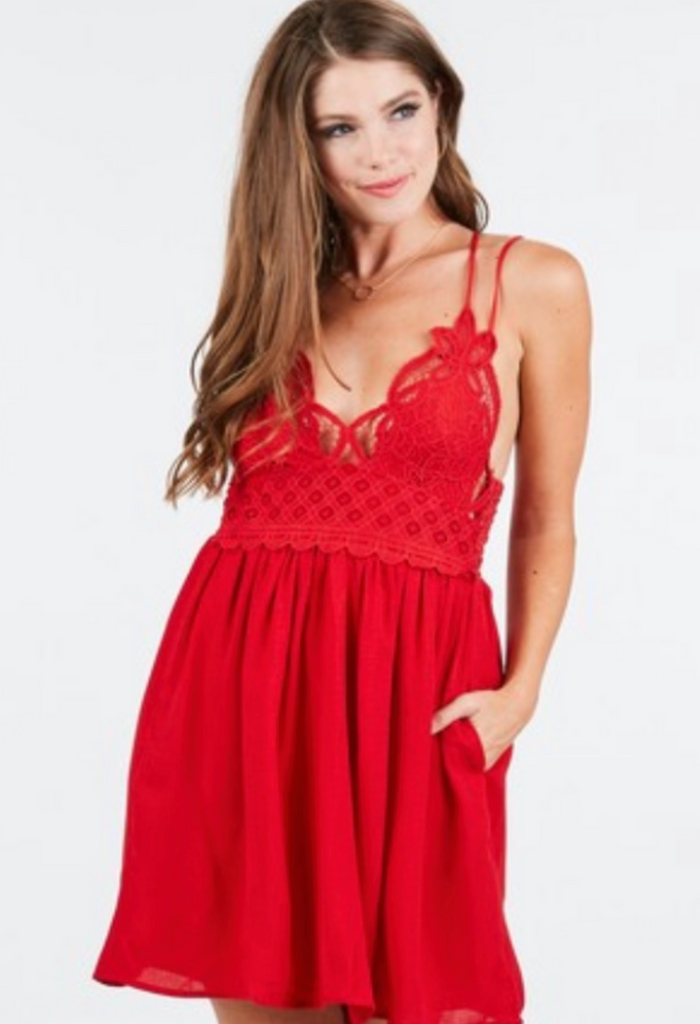 Simply Sweet Lace Bralette Dress: Red – Closet Runway Boutique