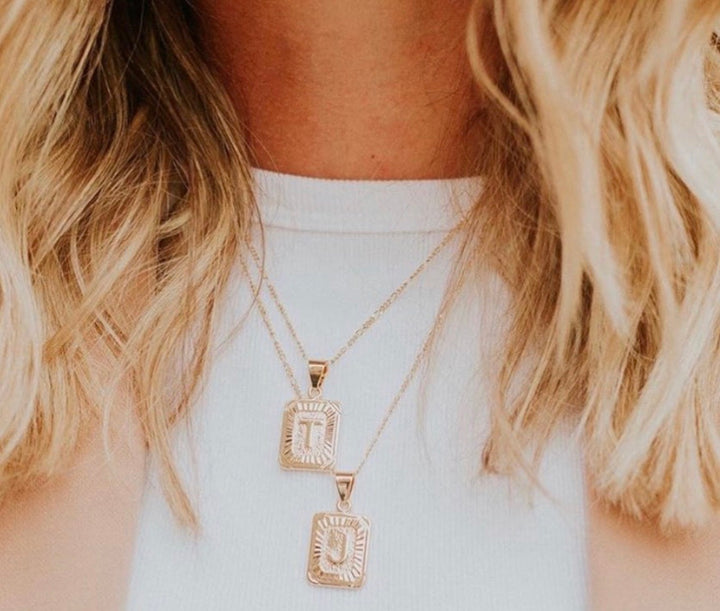 BRACHA Initial Card Gold Necklace