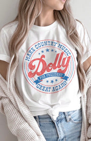 Dolly For President Graphic Tee: White