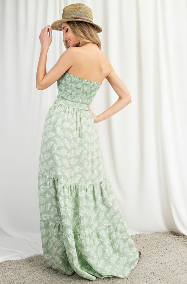 Off To The Tropics Tiered Maxi Dress: Sage