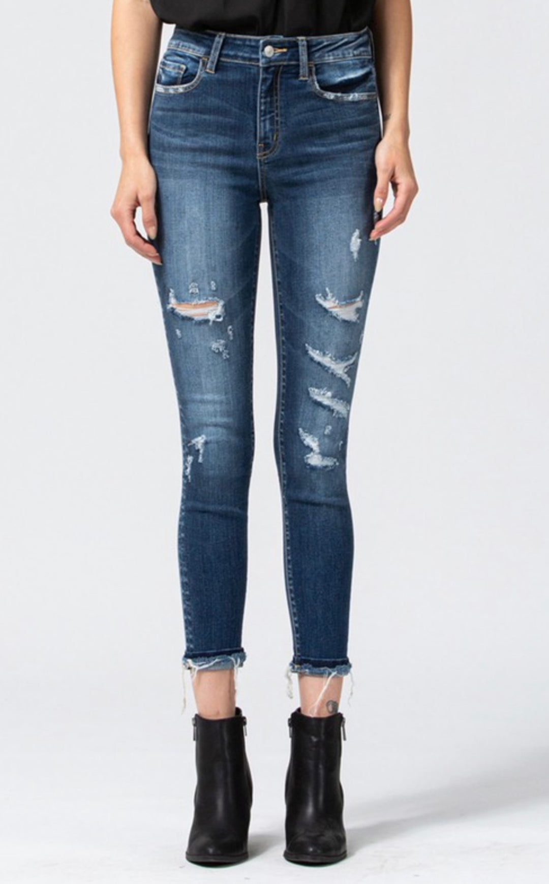 Haylie Destroyed High Rise Skinny Jeans