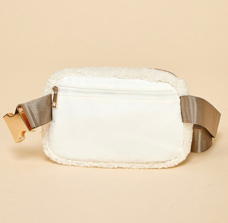 On The Move Fleece Belt Bag: Cream