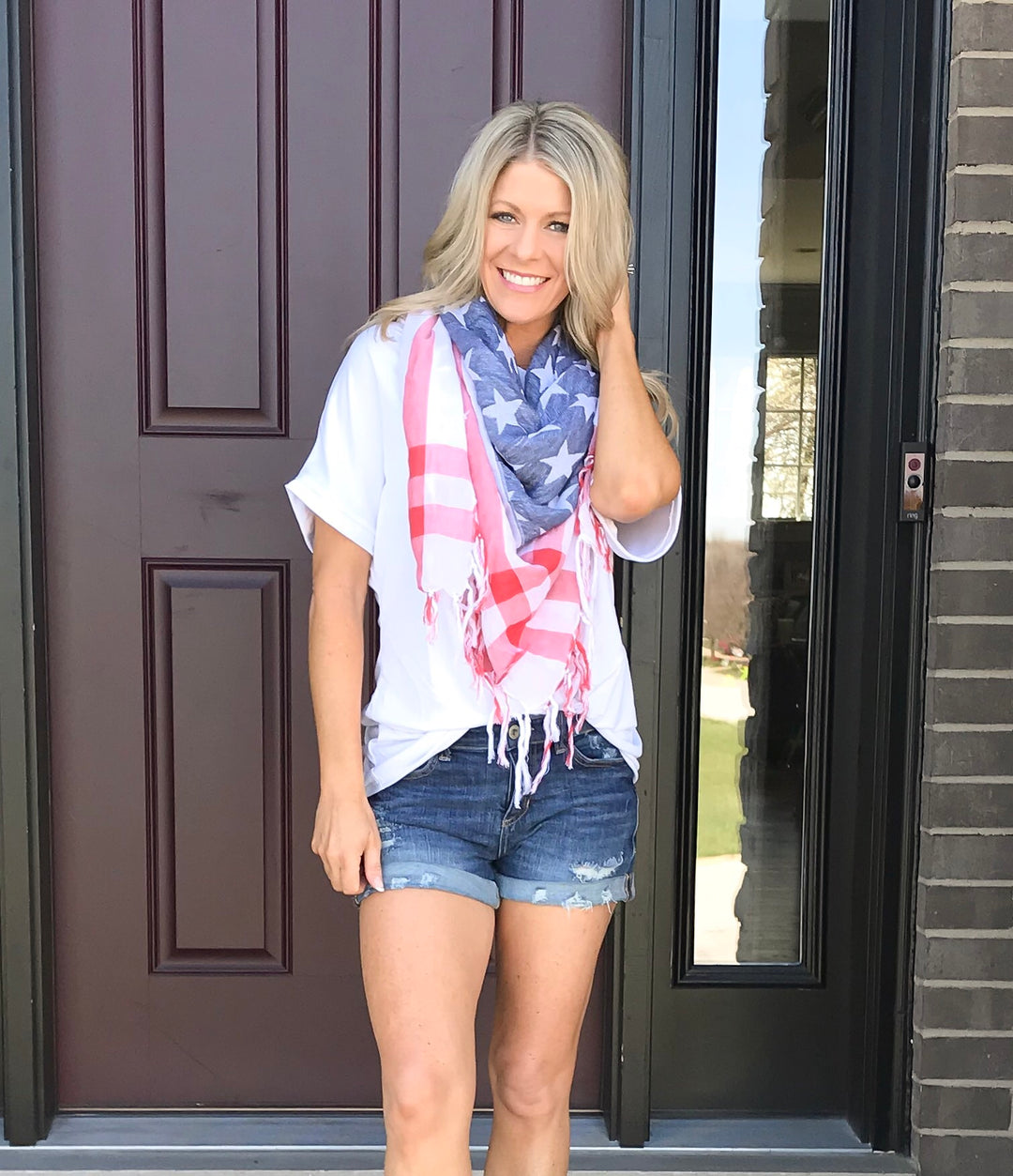 American Flag Fringe Scarf