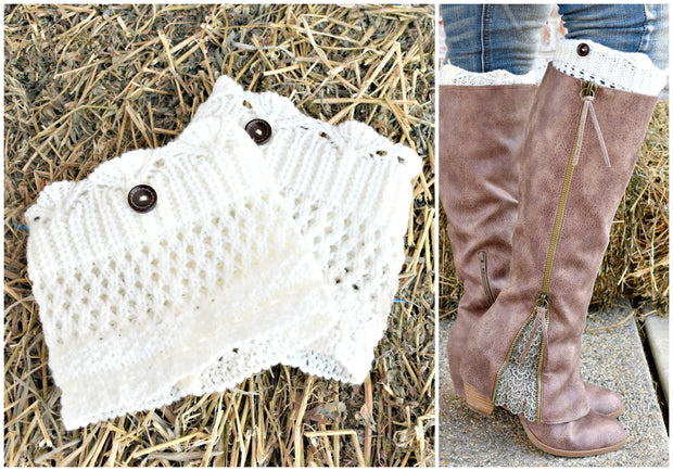 Top Of The World Crochet Boot Cuffs: Ivory